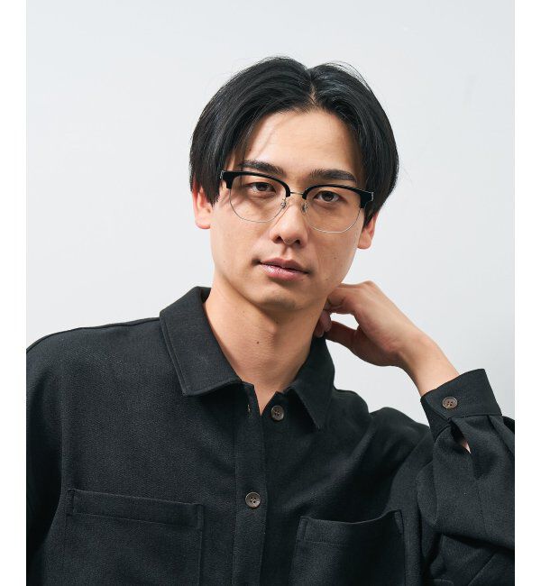  「ウエリントン型メガネ｜読書 レディース 女性用 大人可愛い 大理石｜Zoff｜CHIC レンズ交換券付」|メガネ|ブラック