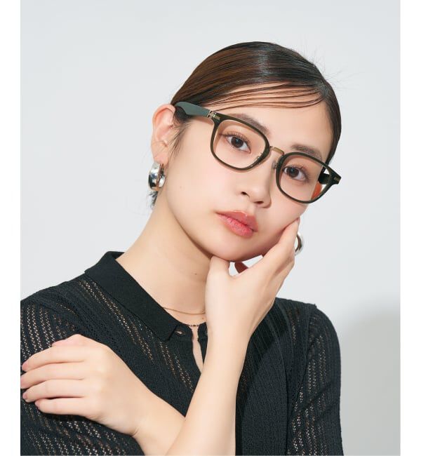  「 ウェリントン型 メガネ | レザー調、ラバーテンプル Zoff  レンズ交換券付 レンズ交換券付」|メガネ|オリーブ