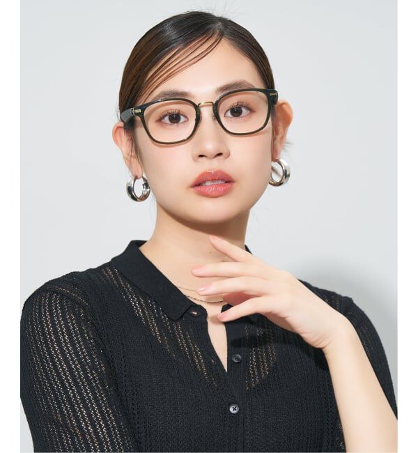  「 ウェリントン型 メガネ | レザー調、ラバーテンプル Zoff  レンズ交換券付 レンズ交換券付」|メガネ|