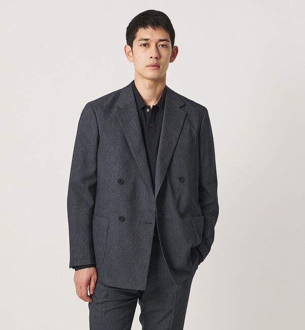UNITED ARROWS「テックデニム ダブル 4ボタン テーラードジャケット UA COZY ウォッシャブル ヨコストレッチ」|テーラードジャケット|