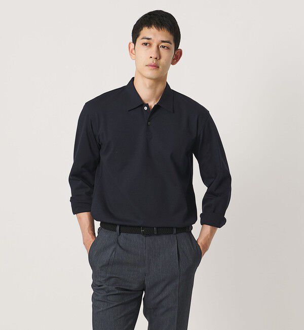 UNITED ARROWS「ポンチ ロングスリーブ ポロシャツ UA COZY 抗菌防臭 接触冷感」|ポロシャツ|