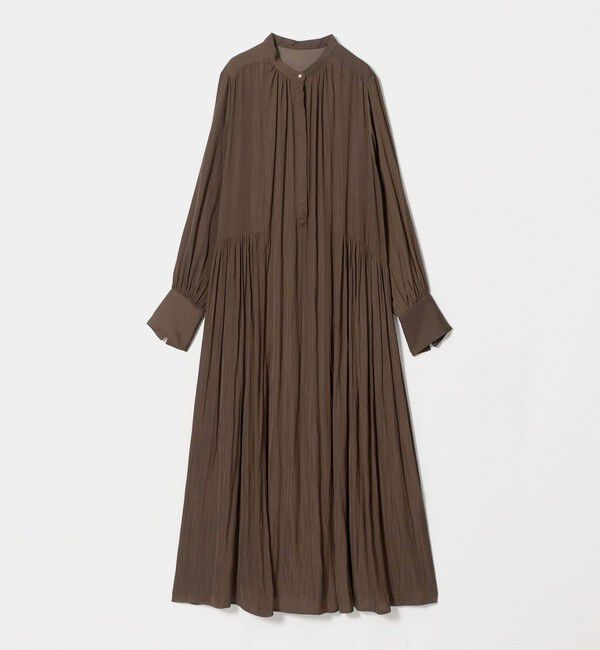 UNITED ARROWS green label relaxing「［size SHORTあり］サテン ギャザー ロングスリーブ ワンピース」|ワンピース|