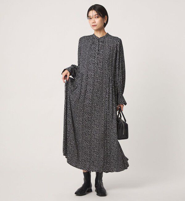 UNITED ARROWS green label relaxing「［size SHORTあり］サテン ギャザー ロングスリーブ ワンピース」|ワンピース|