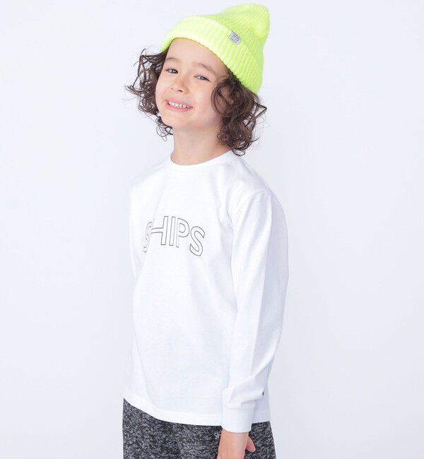 SHIPS KIDS「 【WEB限定】SHIPS KIDS:100～160cm / SHIPS ラウンド プリント ロゴ ロングスリーブ Tシャツ」|Tシャツ・カットソー|