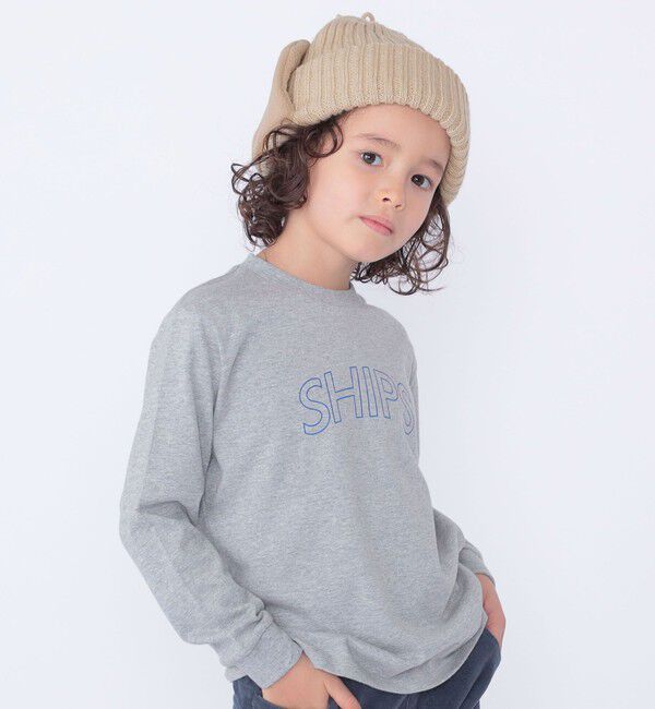 SHIPS KIDS「 【WEB限定】SHIPS KIDS:100～160cm / SHIPS ラウンド プリント ロゴ ロングスリーブ Tシャツ」|Tシャツ・カットソー|