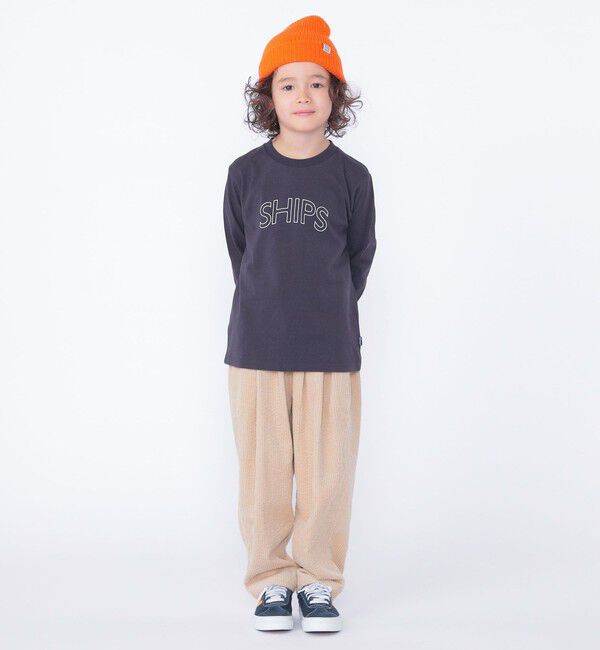 SHIPS KIDS「 【WEB限定】SHIPS KIDS:100～160cm / SHIPS ラウンド プリント ロゴ ロングスリーブ Tシャツ」|Tシャツ・カットソー|