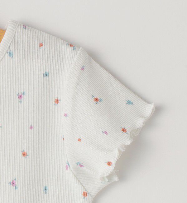 SHIPS KIDS「SHIPS KIDS:80～90cm /フラワー テキスタイル リブTシャツ」|Tシャツ・カットソー|