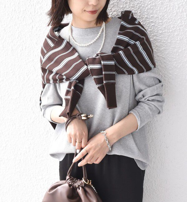 SHIPS Colors 「〈手洗い可能〉TC ワッフル ボートネック トップス◇」|Tシャツ・カットソー|グレー