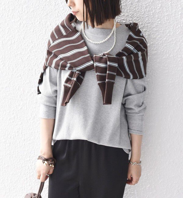 SHIPS Colors 「〈手洗い可能〉TC ワッフル ボートネック トップス◇」|Tシャツ・カットソー|