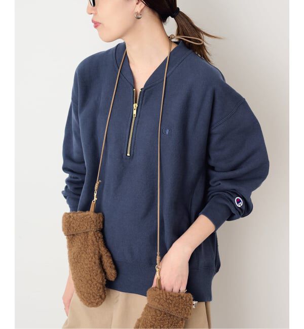 SLOBE IENA「《予約》Champion/チャンピオン SLOBE別注 ハーフジップスウェット」|スウェット・ジャージ|ネイビー