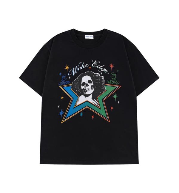 PULP「WOKE EDGE / ウォークエッジ SKULL STAR TEE」|Tシャツ・カットソー|ブラック