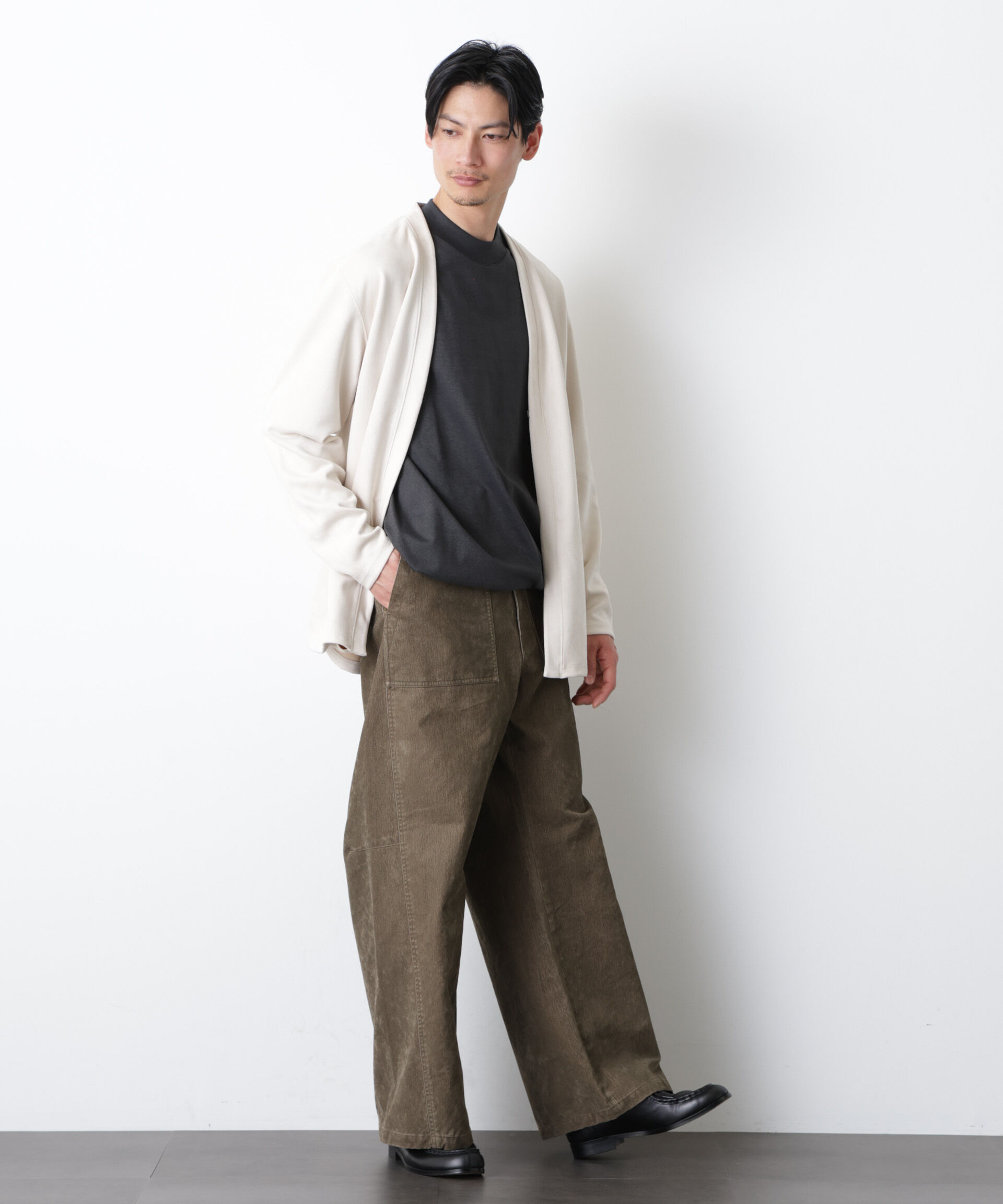 nano･universe「「モダンコンフォート」フェイクスエードトッパーカーディガン」|Tシャツ・カットソー|