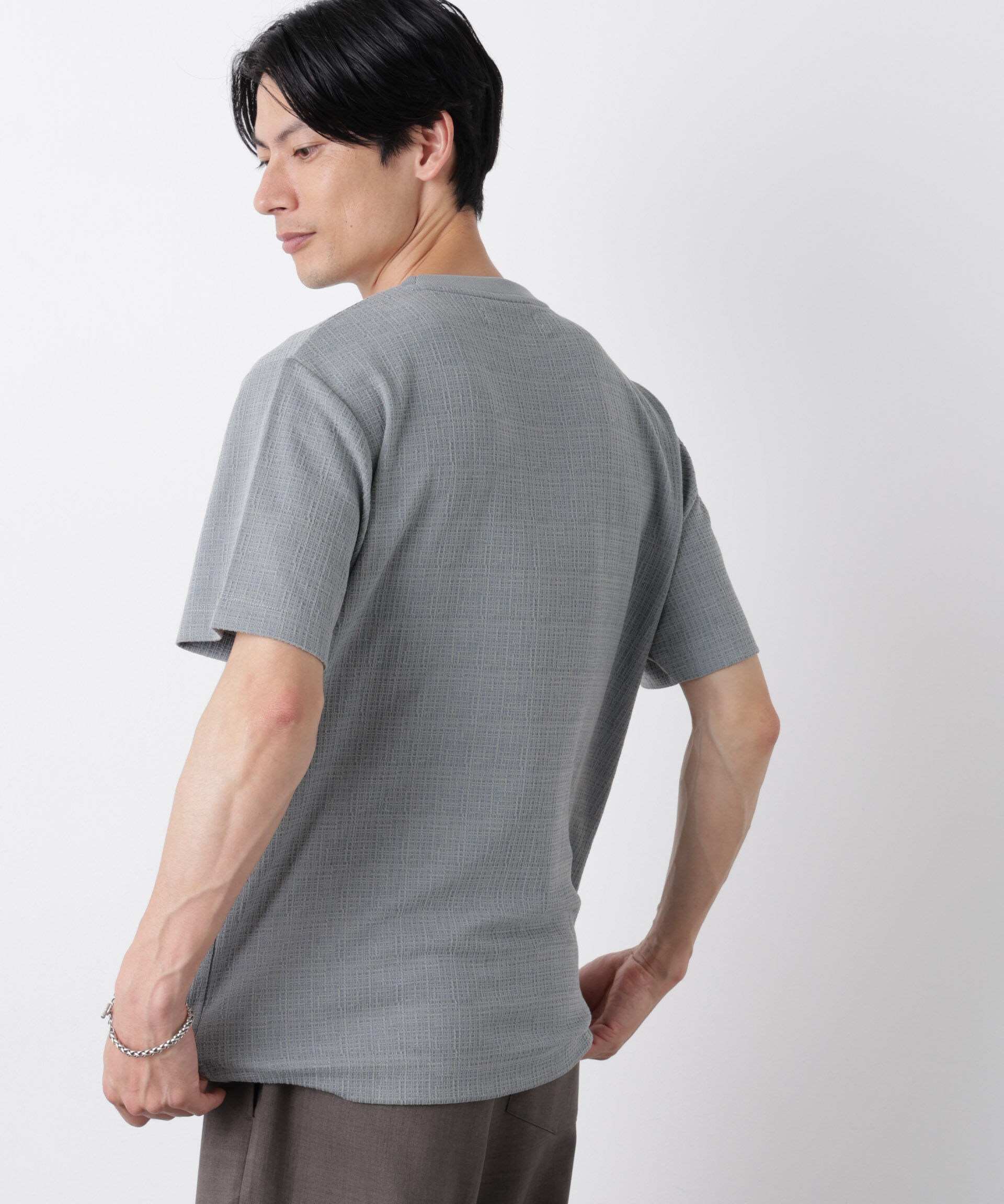NANO universe「ストレッチジャガードTシャツ 半袖」|Tシャツ・カットソー|