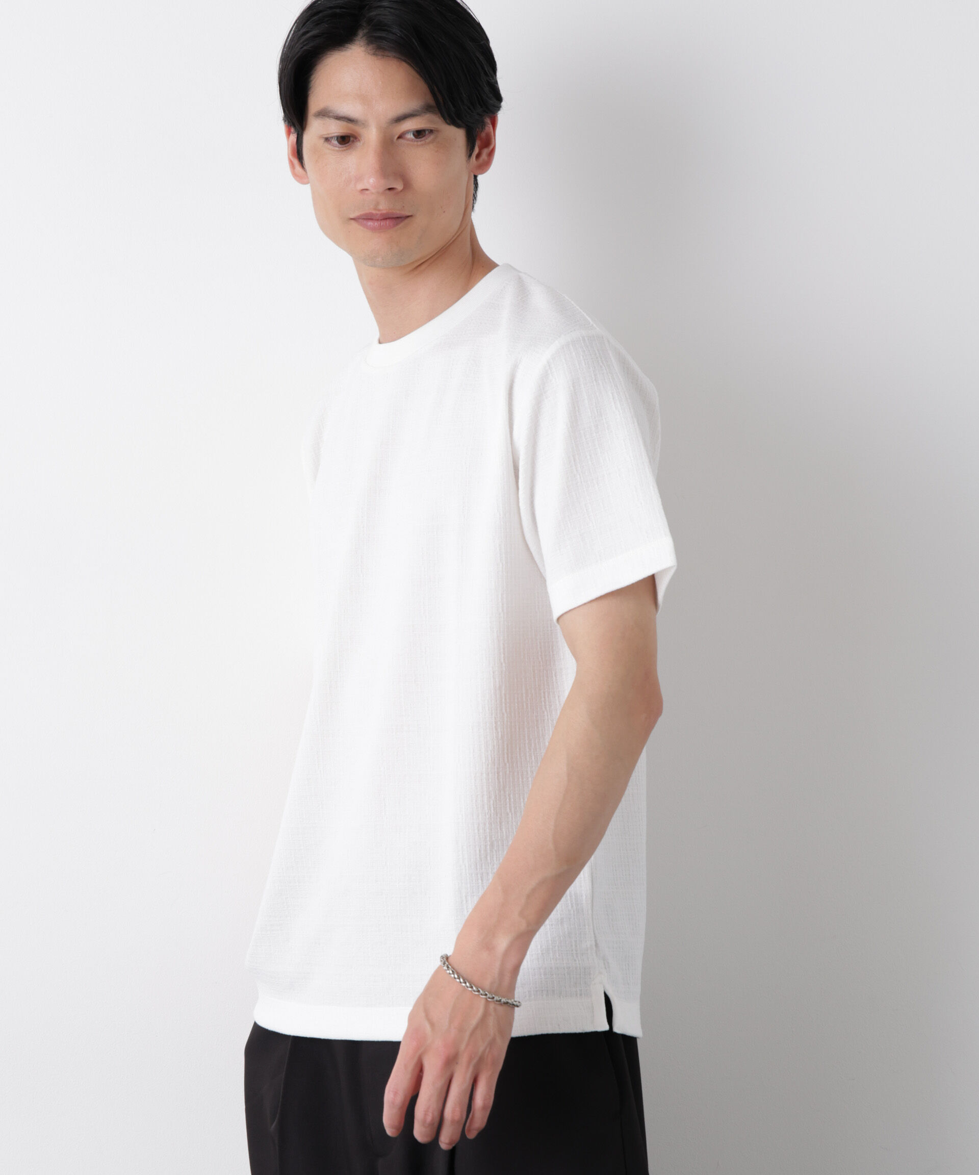 NANO universe「ストレッチジャガードTシャツ 半袖」|Tシャツ・カットソー|