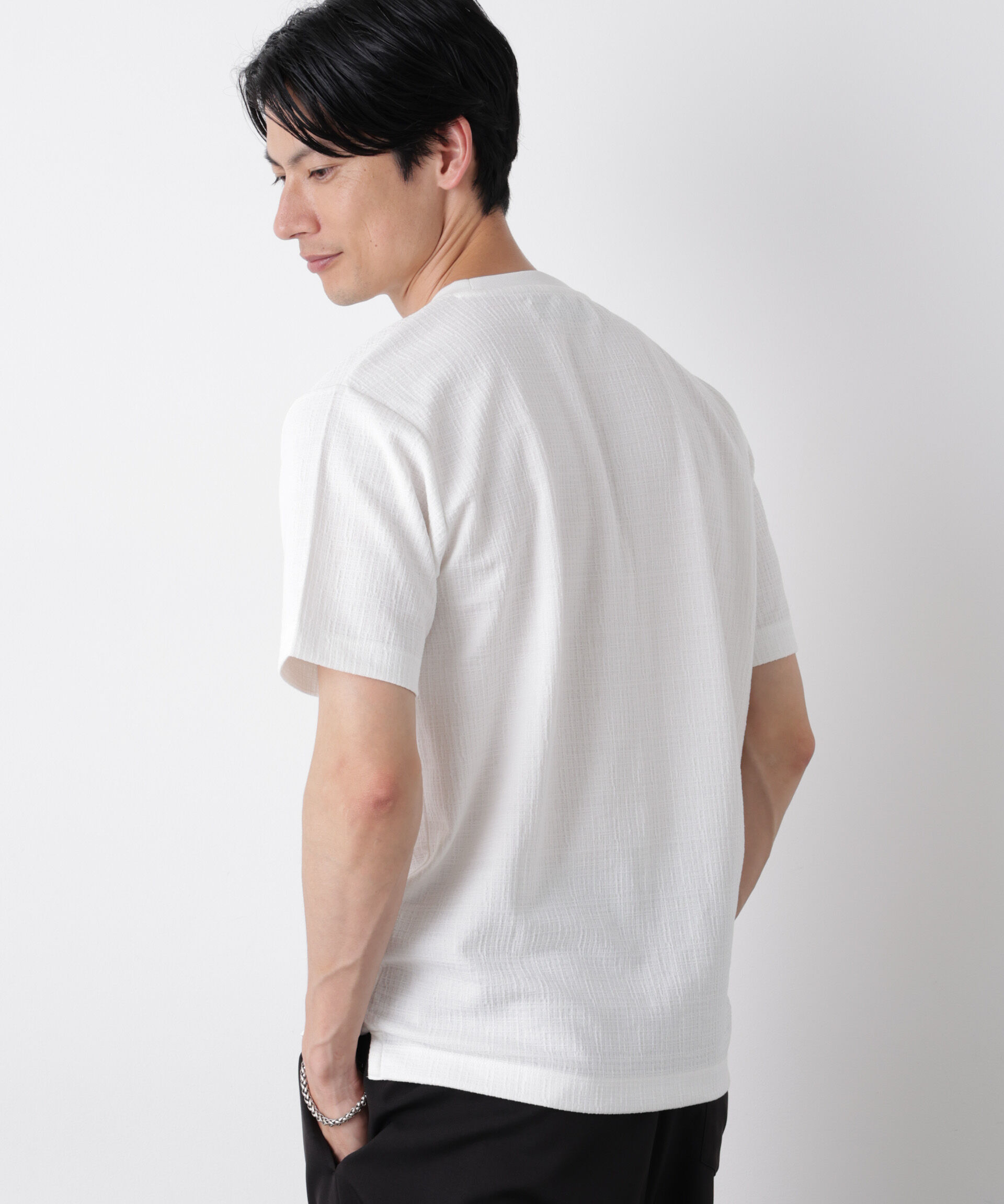 NANO universe「ストレッチジャガードTシャツ 半袖」|Tシャツ・カットソー|