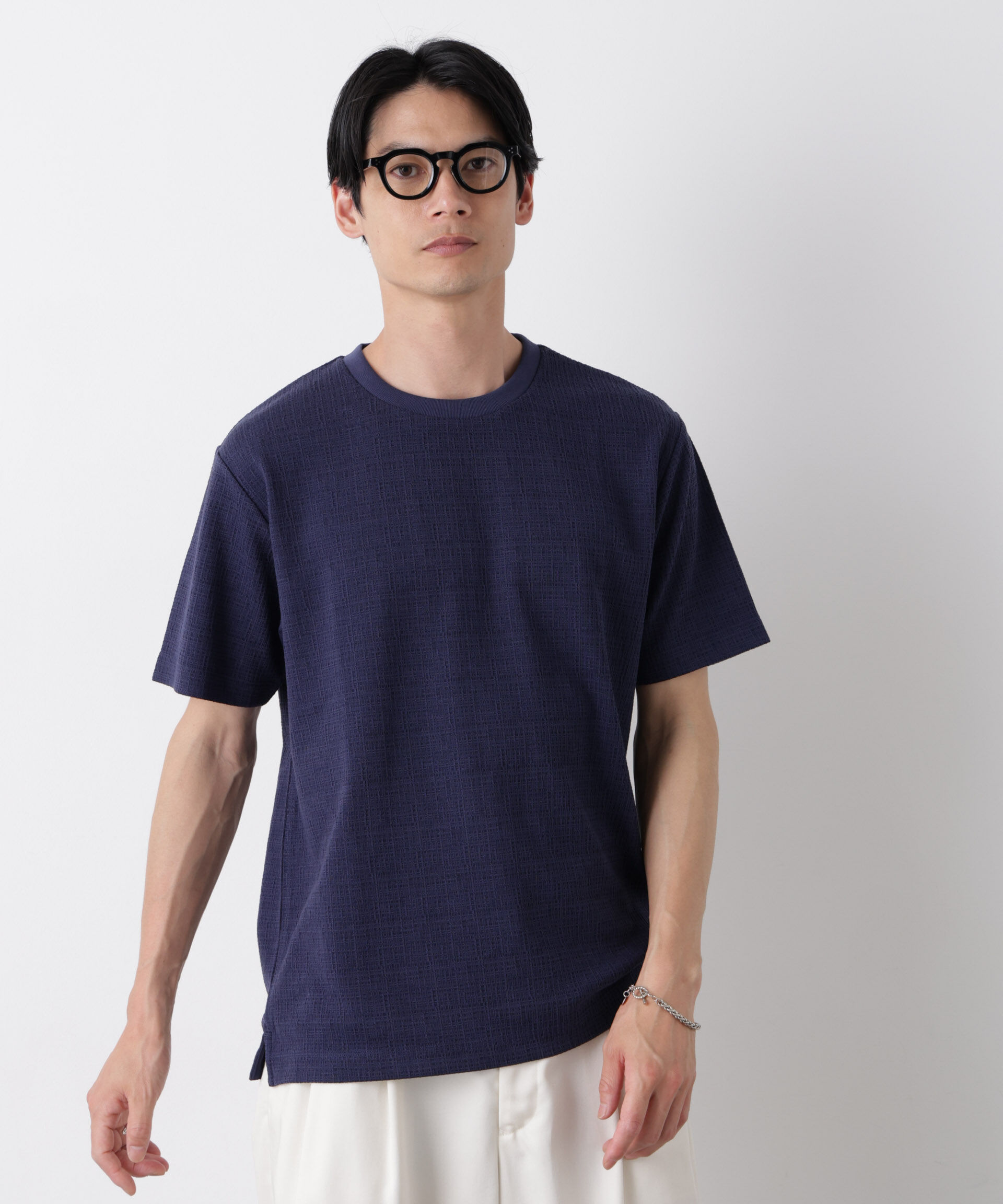NANO universe「ストレッチジャガードTシャツ 半袖」|Tシャツ・カットソー|