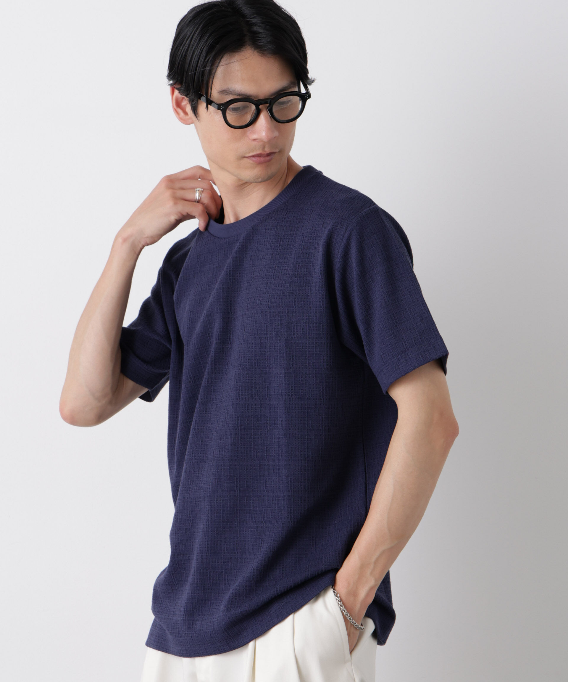 NANO universe「ストレッチジャガードTシャツ 半袖」|Tシャツ・カットソー|