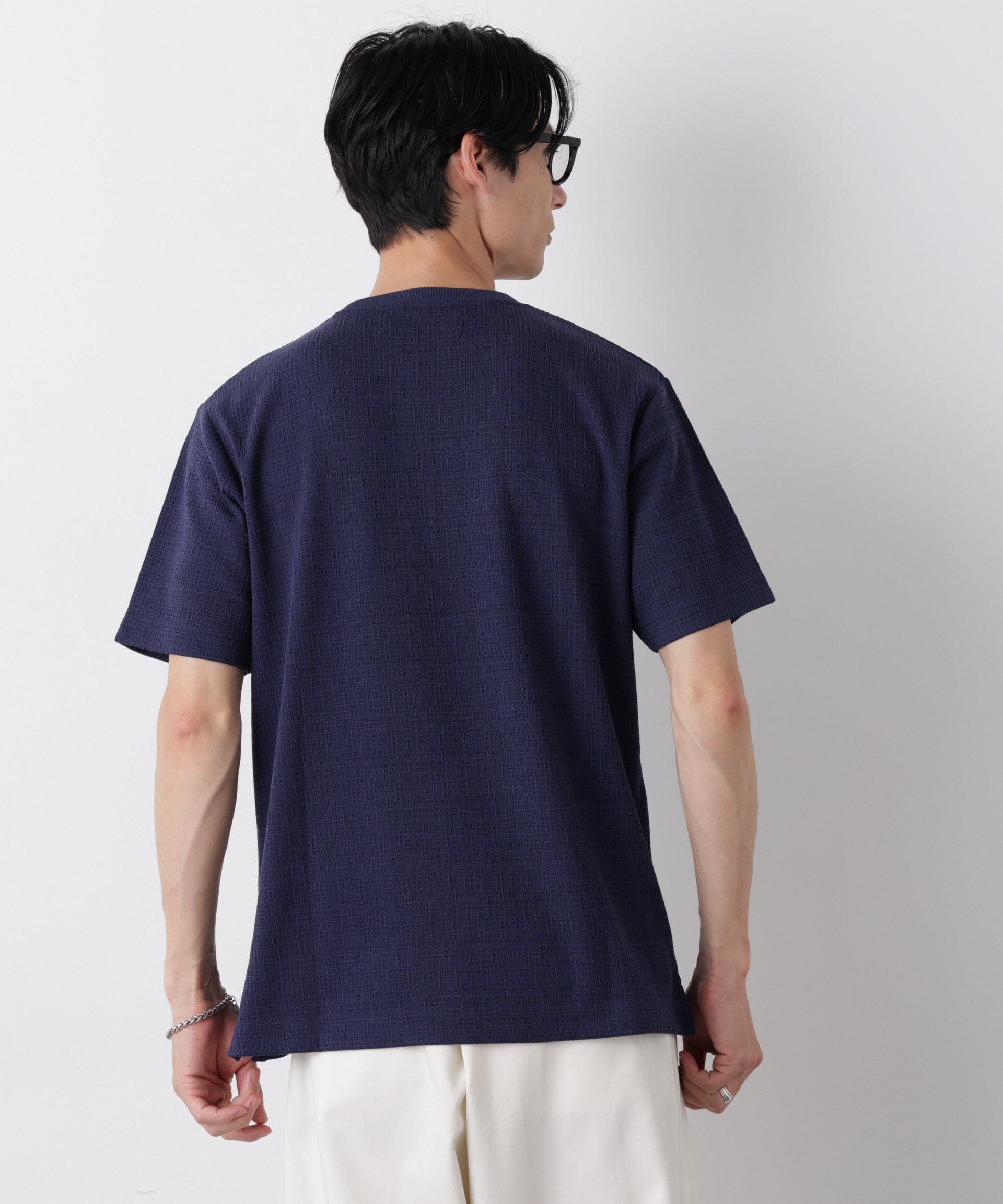 NANO universe「ストレッチジャガードTシャツ 半袖」|Tシャツ・カットソー|