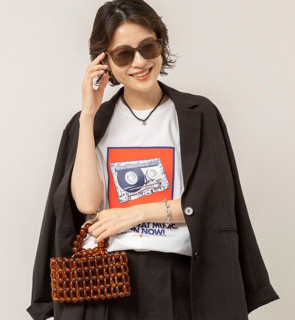 MAQWEL「【MAQWEL/マクウェル】ウォッシャブルRADIO Maqwel オープンエンドプリントTシャツ」|Tシャツ・カットソー|ホワイト