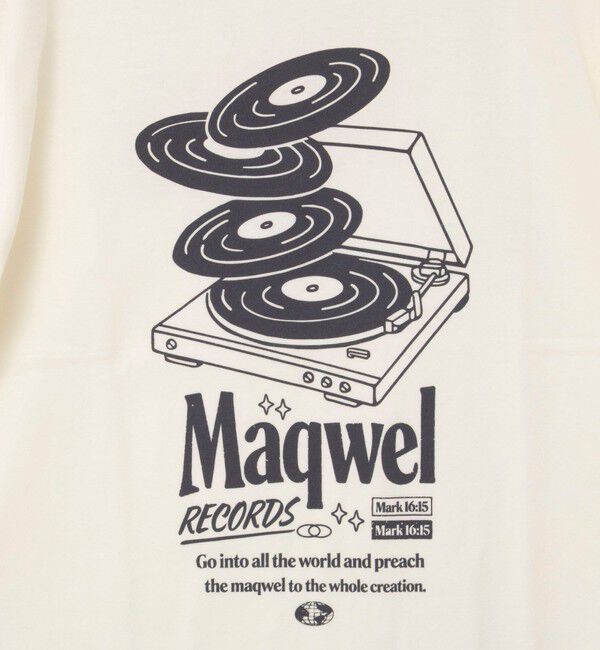 MAQWEL「【MAQWEL/マクウェル】ウォッシャブル Maqwel RECORDS オープンエンドプリントTシャツ」|Tシャツ・カットソー|
