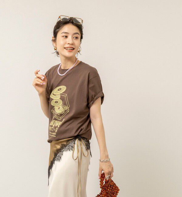 MAQWEL「【MAQWEL/マクウェル】ウォッシャブル Maqwel RECORDS オープンエンドプリントTシャツ」|Tシャツ・カットソー|
