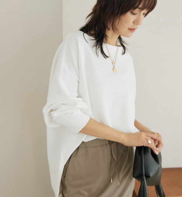  「【接触冷感/紫外線防止/防シワ】ダンボールボートネックプルオーバー」|Tシャツ・カットソー|