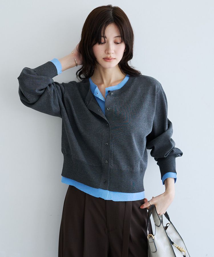 YECCA VECCA「2wayレイヤードクルーネックカーディガン」|カーディガン|Charcoal Gray