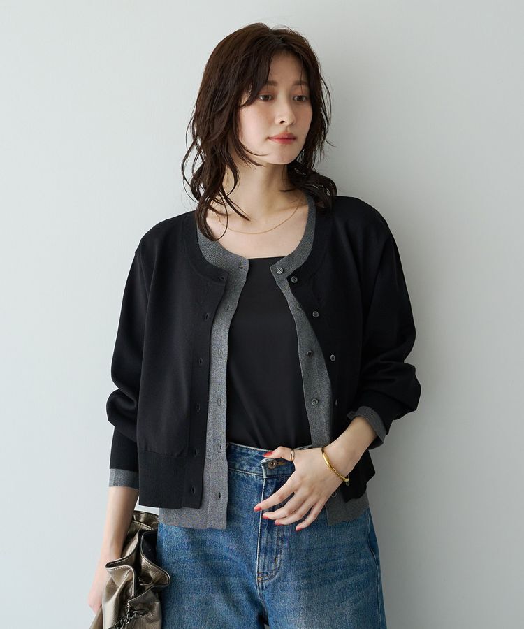 YECCA VECCA「2wayレイヤードクルーネックカーディガン」|カーディガン|
