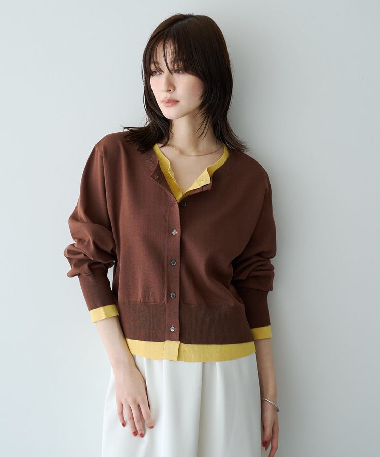 YECCA VECCA「2wayレイヤードクルーネックカーディガン」|カーディガン|Brown