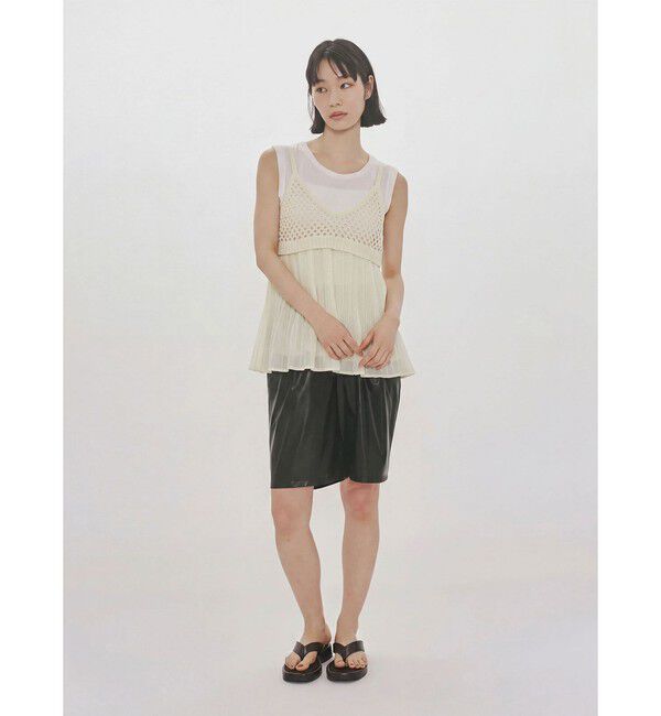 MIDIUMISOLID「MIDIUMISOLID for Ladies メッシュニットプリーツキャミソール」|ベスト・ジレ|