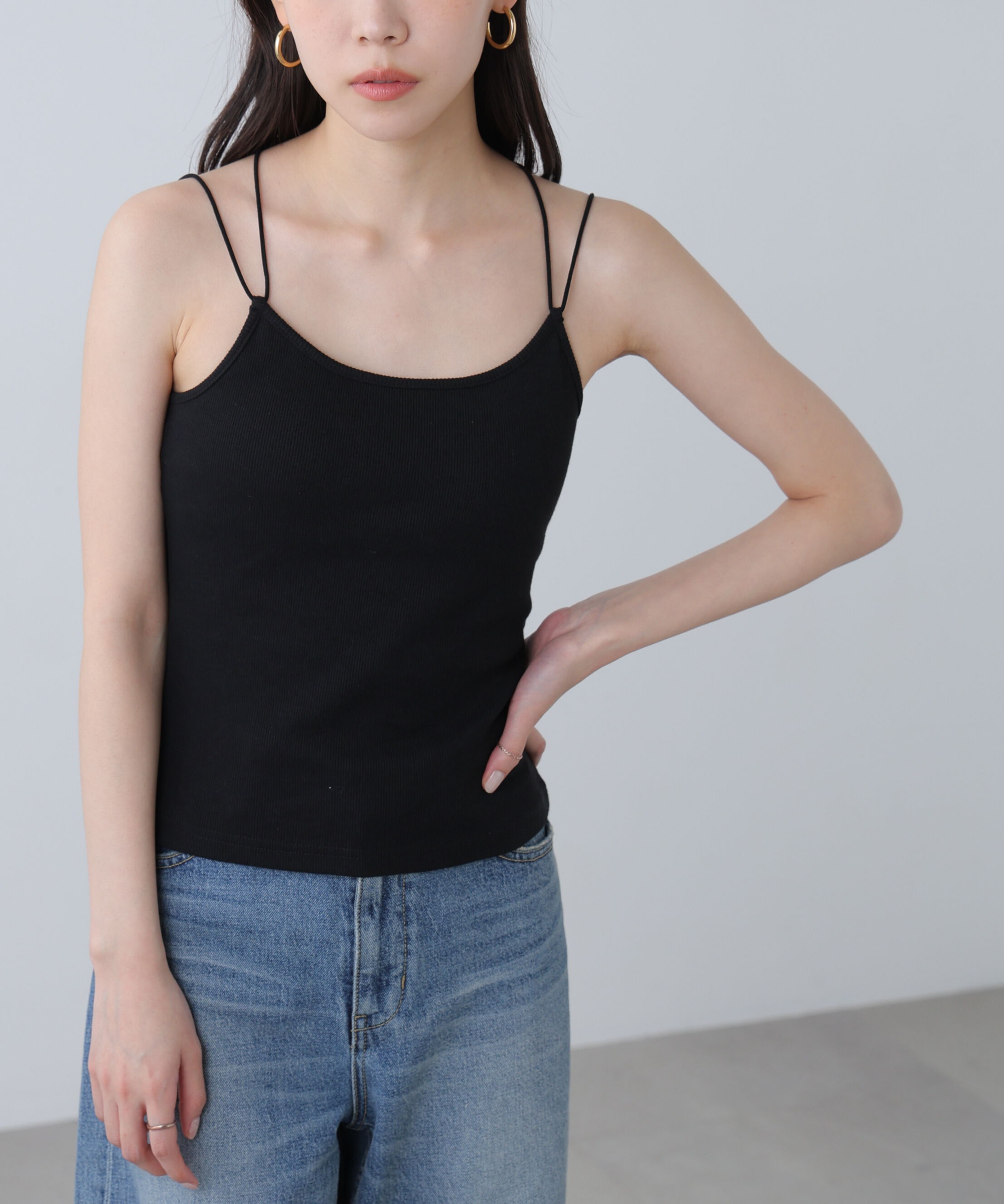  「カップ付きキャミソール」|Tシャツ・カットソー|ブラック