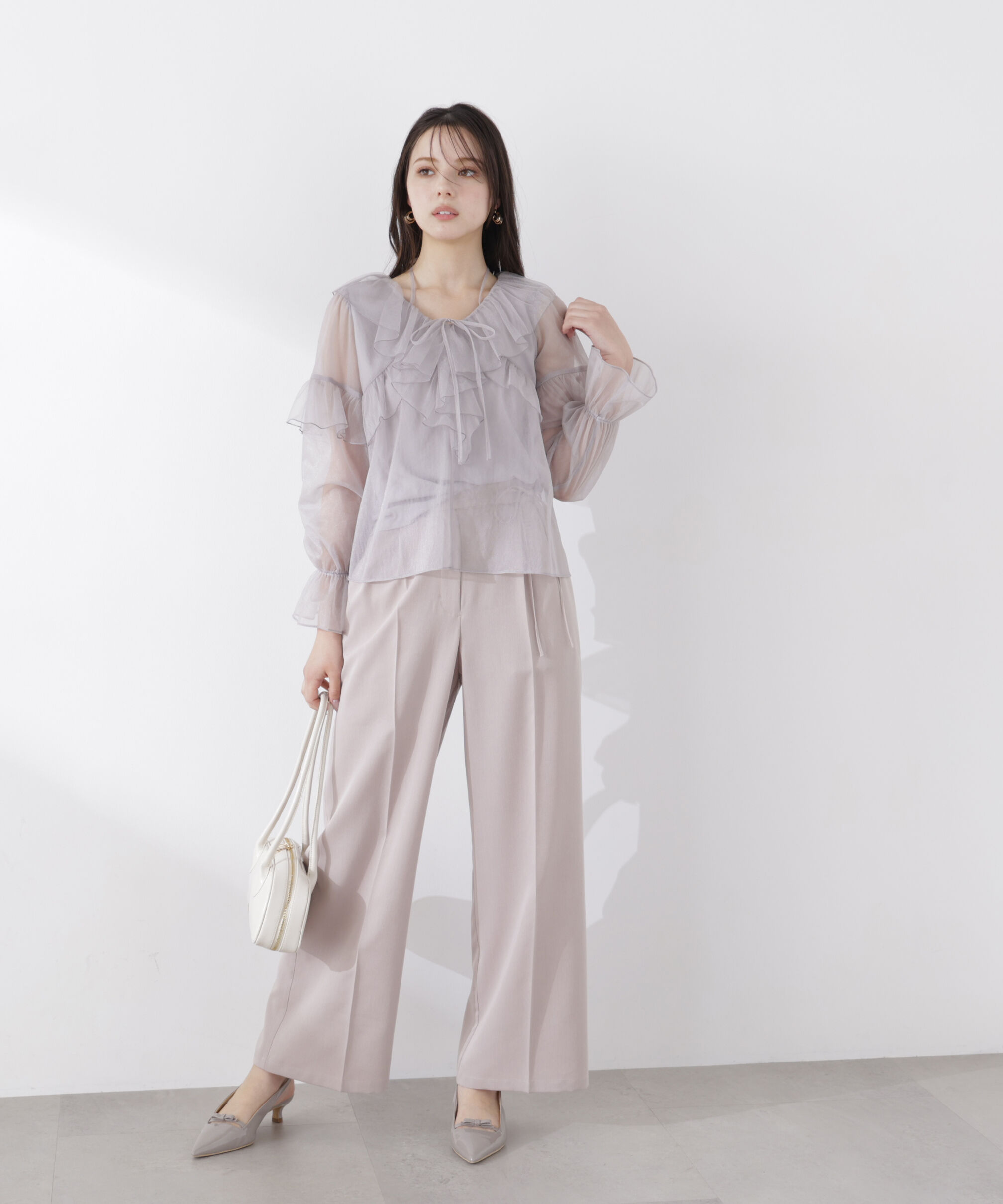 PROPORTION BODY DRESSING「チュールラッフルブラウス　26SS」|シャツ・ブラウス|