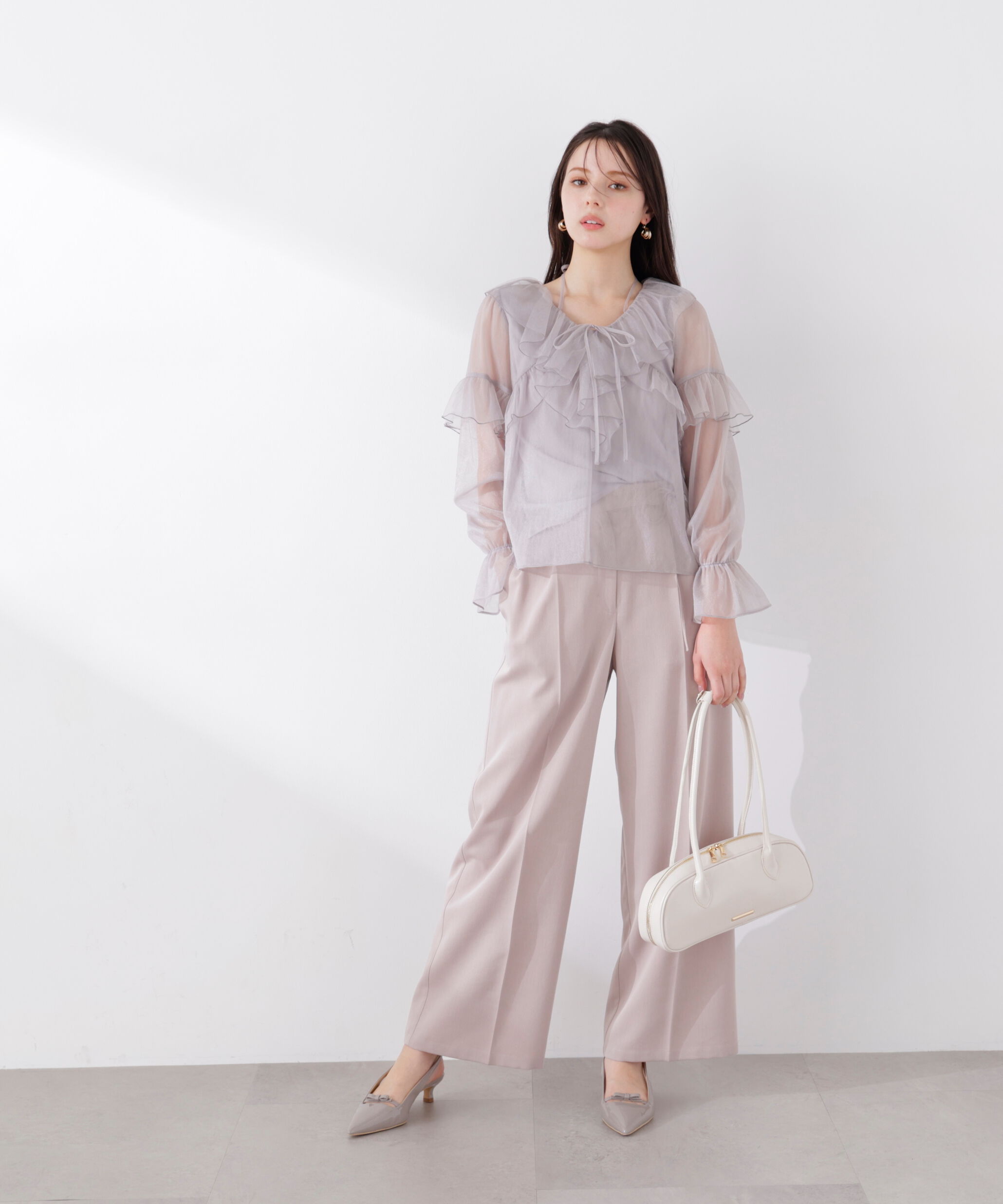 PROPORTION BODY DRESSING「チュールラッフルブラウス　26SS」|シャツ・ブラウス|