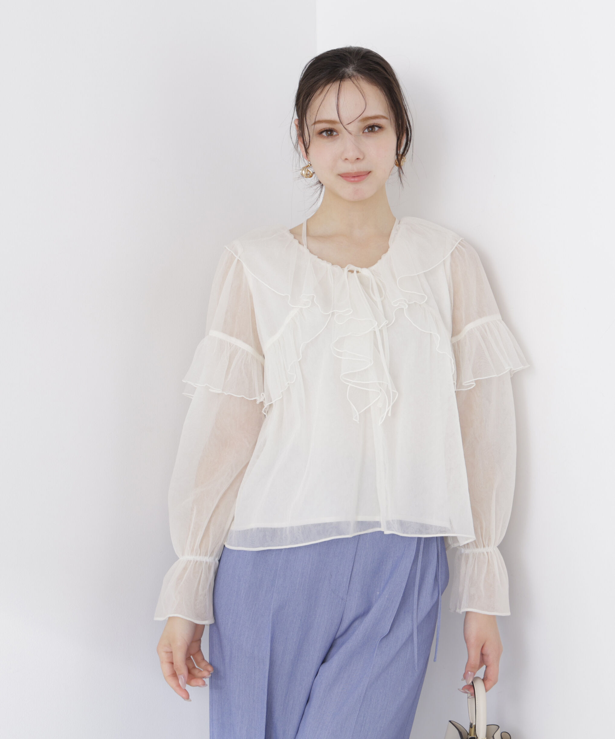 PROPORTION BODY DRESSING「チュールラッフルブラウス　26SS」|シャツ・ブラウス|