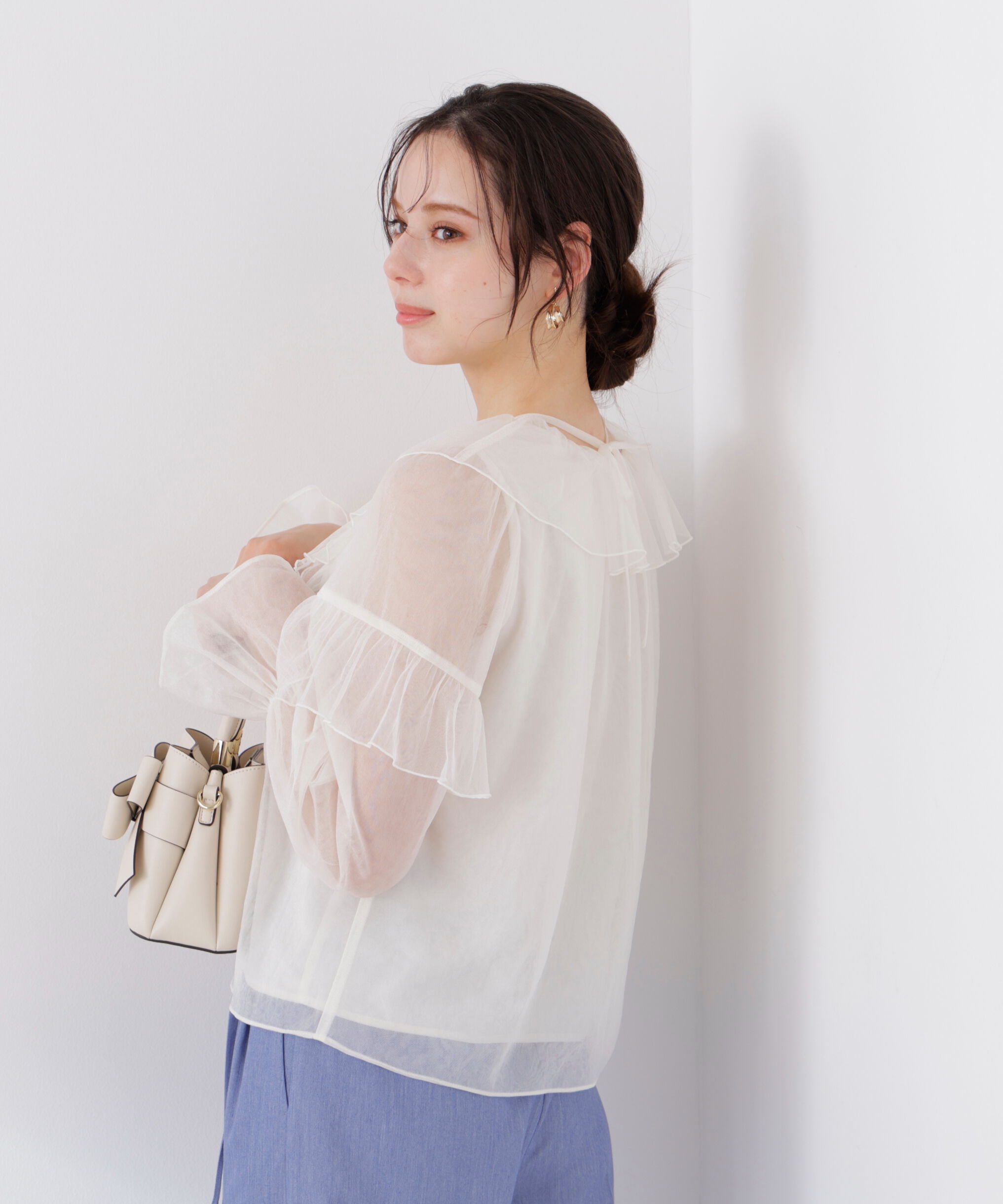 PROPORTION BODY DRESSING「チュールラッフルブラウス　26SS」|シャツ・ブラウス|