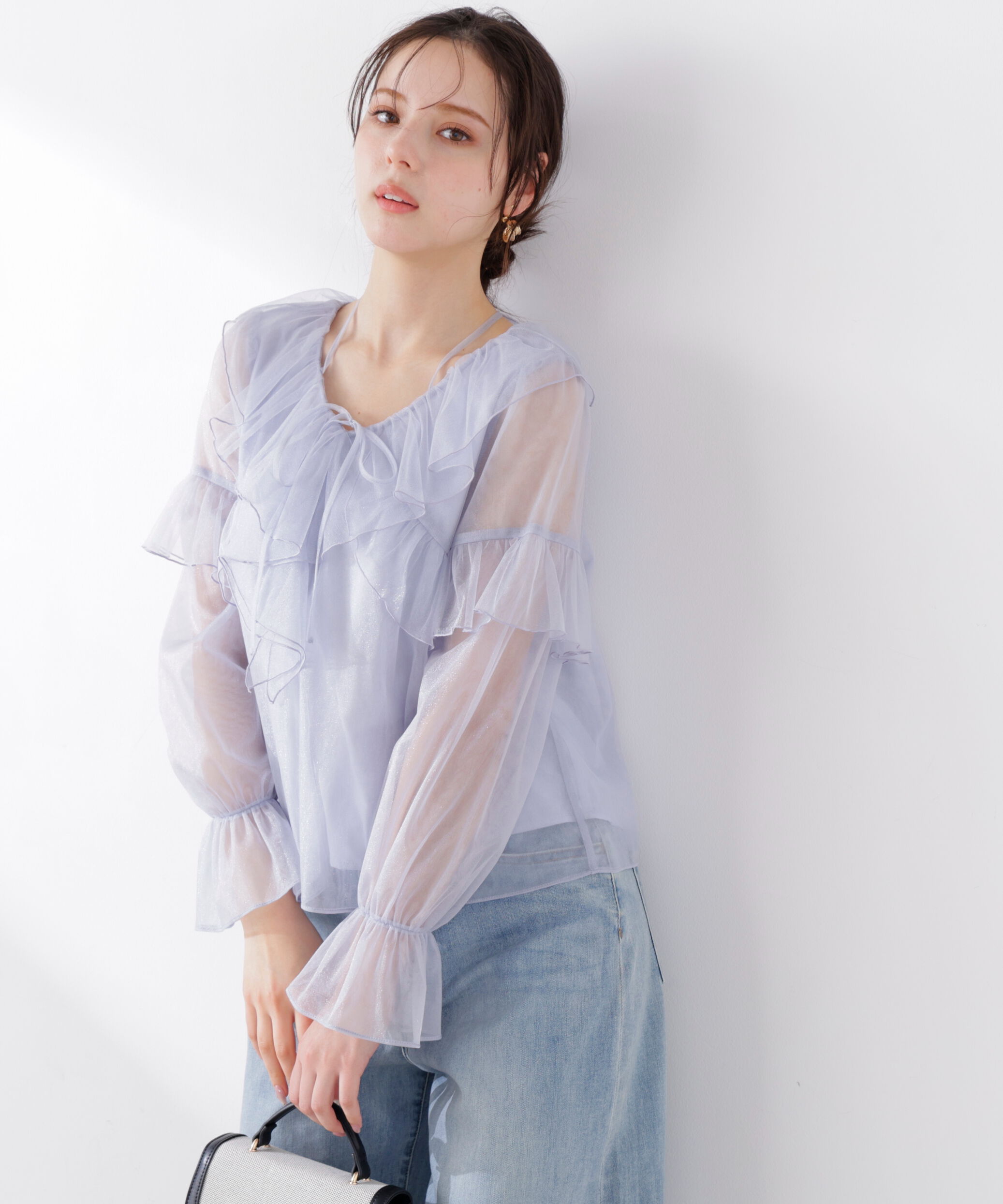 PROPORTION BODY DRESSING「チュールラッフルブラウス　26SS」|シャツ・ブラウス|