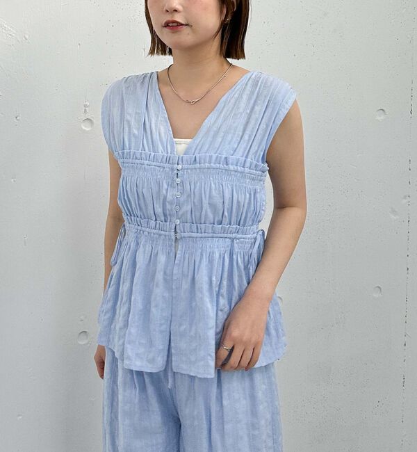 archives「【ＳＥＴ　ＵＰ対応】ギャザーストライプノースリブラウス」|シャツ・ブラウス|