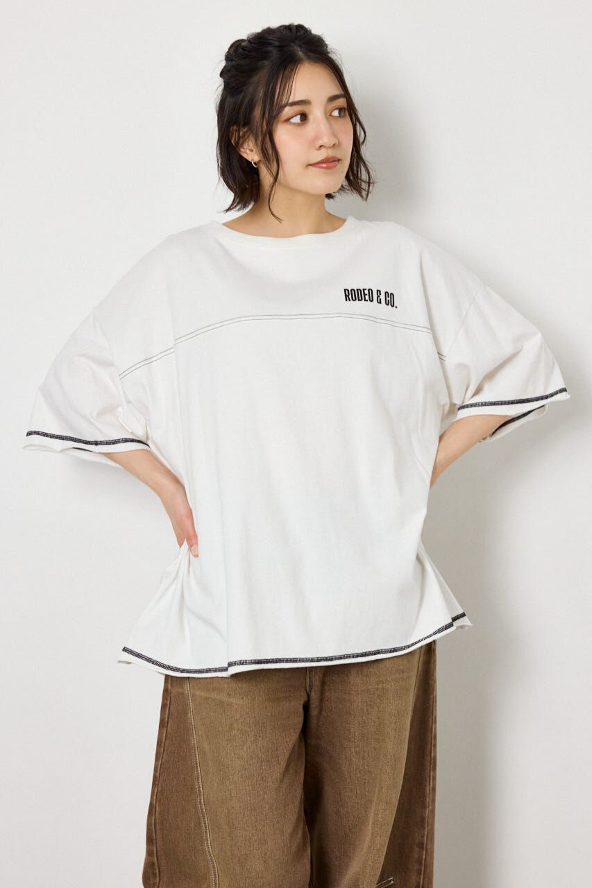 RODEO CROWNS「ヴィンテージライクステッチ5分袖Tシャツ」|Tシャツ・カットソー|