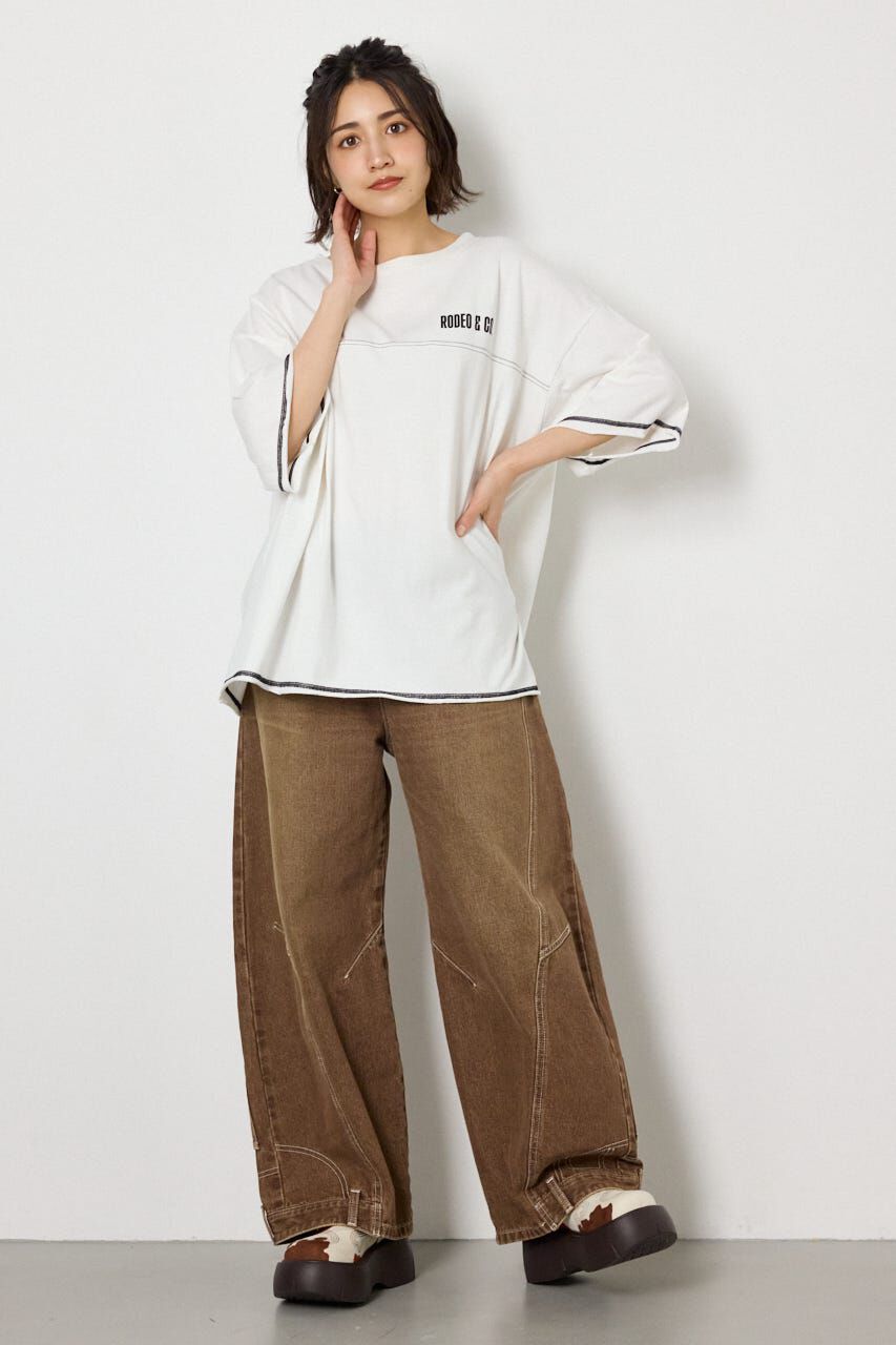 RODEO CROWNS「ヴィンテージライクステッチ5分袖Tシャツ」|Tシャツ・カットソー|