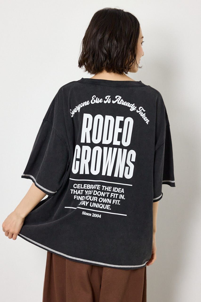 RODEO CROWNS「ヴィンテージライクステッチ5分袖Tシャツ」|Tシャツ・カットソー|BLK