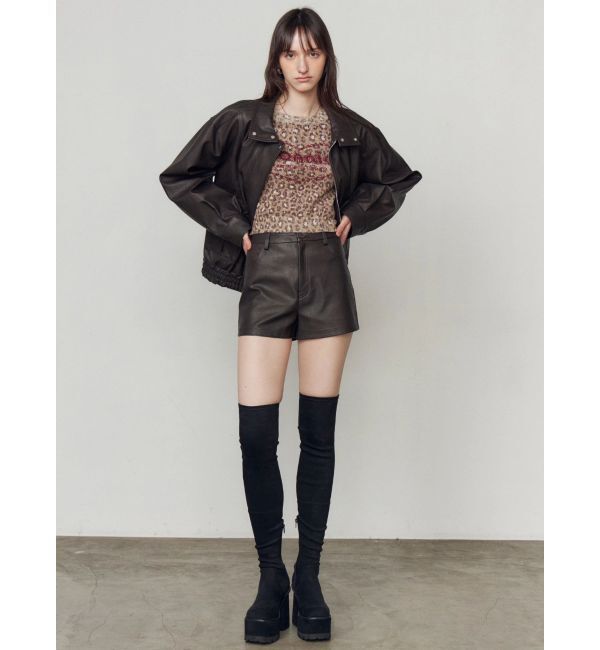 EMODA「FAUXレザーハイネックブルゾン」|ブルゾン・スタジャン|