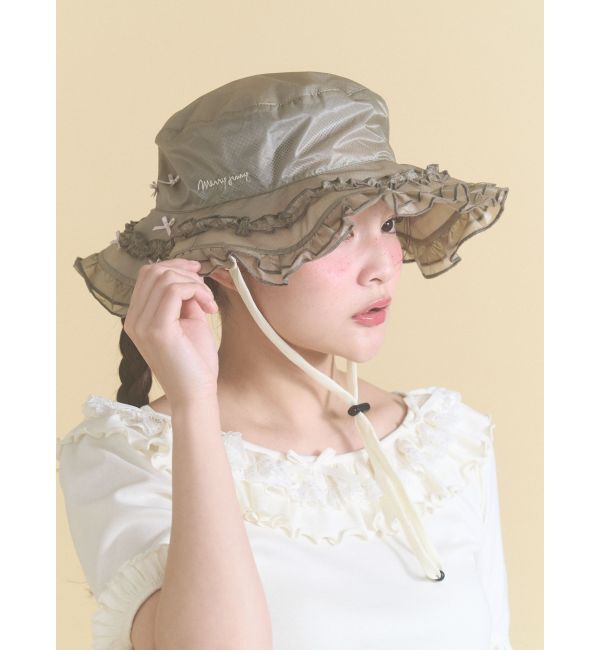 merry jenny「frill nylon hat」|ハット|カーキ