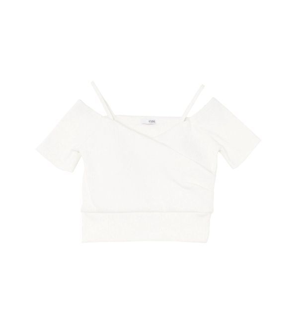 GYDA「ハーフスリーブカシュクールオフショルショートトップス」|Tシャツ・カットソー|