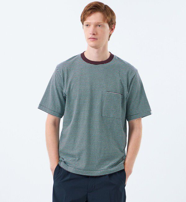 MACKINTOSH PHILOSOPHY「【WEEKENDER】クルーネックポケT レトロボーダー」|Tシャツ・カットソー|グリーン