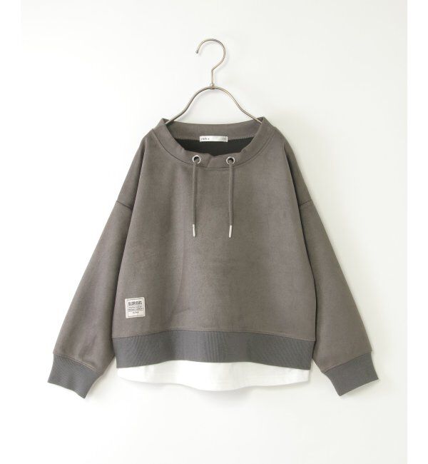 ikka kids「【親子コーデ】フェイクスエードルーイカラーレイヤードプルオーバー（120~160cm）」|Tシャツ・カットソー|チャコール