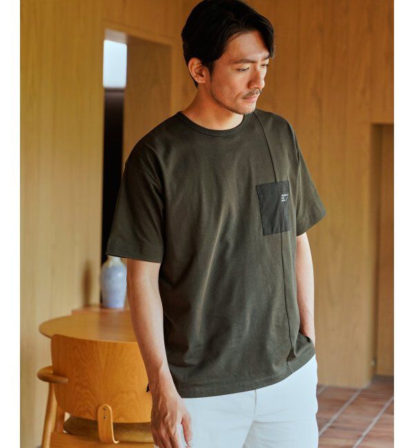 ikka「【接触冷感】DRY布帛コンビポケットTシャツ」|Tシャツ・カットソー|