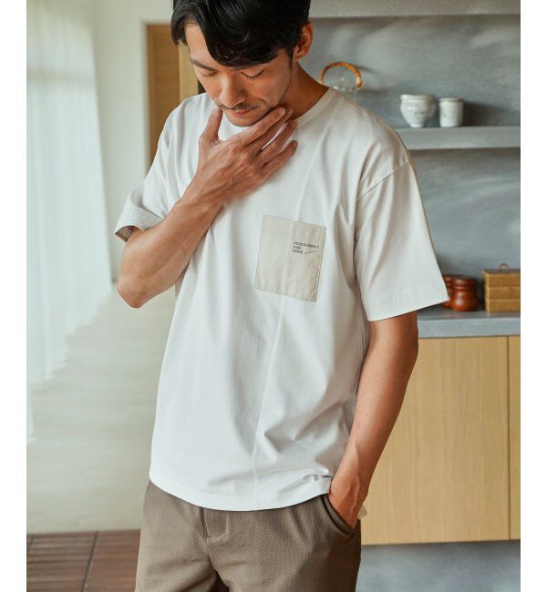 ikka「【接触冷感】DRY布帛コンビポケットTシャツ」|Tシャツ・カットソー|