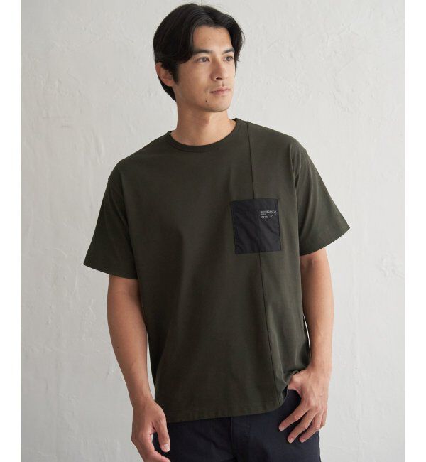 ikka「【接触冷感】DRY布帛コンビポケットTシャツ」|Tシャツ・カットソー|
