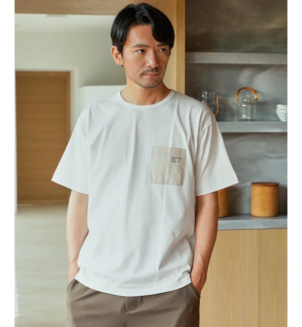 ikka「【接触冷感】DRY布帛コンビポケットTシャツ」|Tシャツ・カットソー|