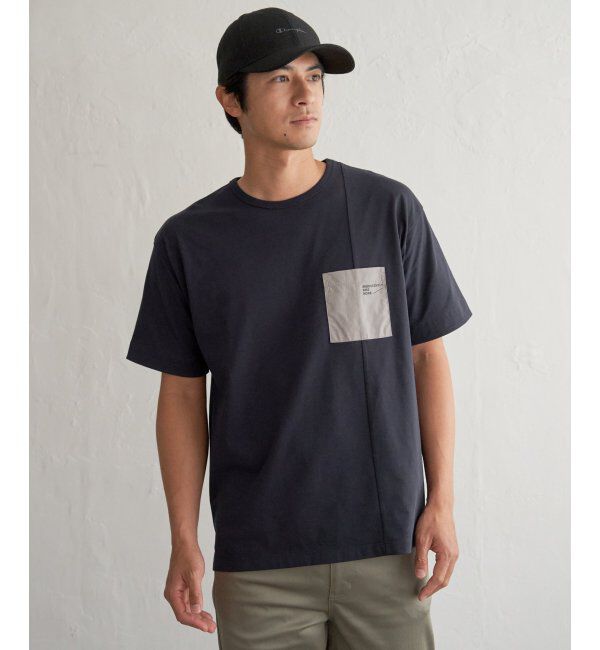 ikka「【接触冷感】DRY布帛コンビポケットTシャツ」|Tシャツ・カットソー|